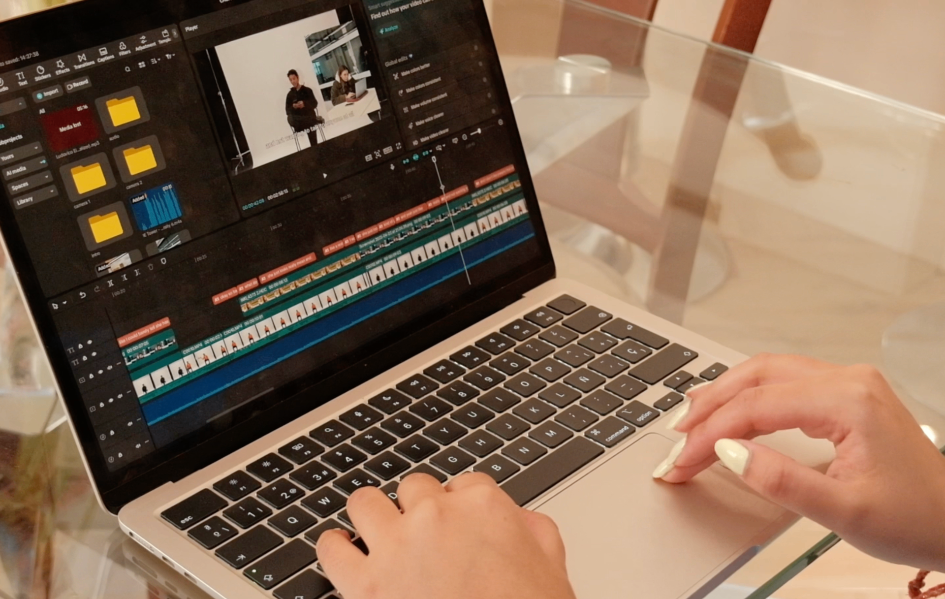 Editing the Chupa Chups social experiment film on a laptop