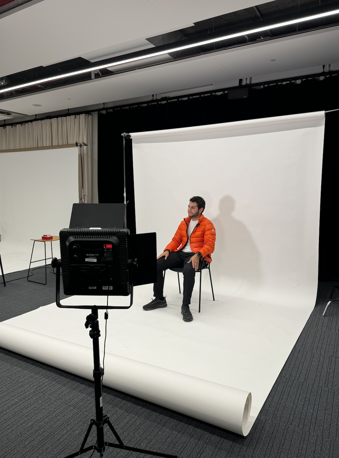On set: studio lighting and participant during the Chupa Chups social experiment shoot
